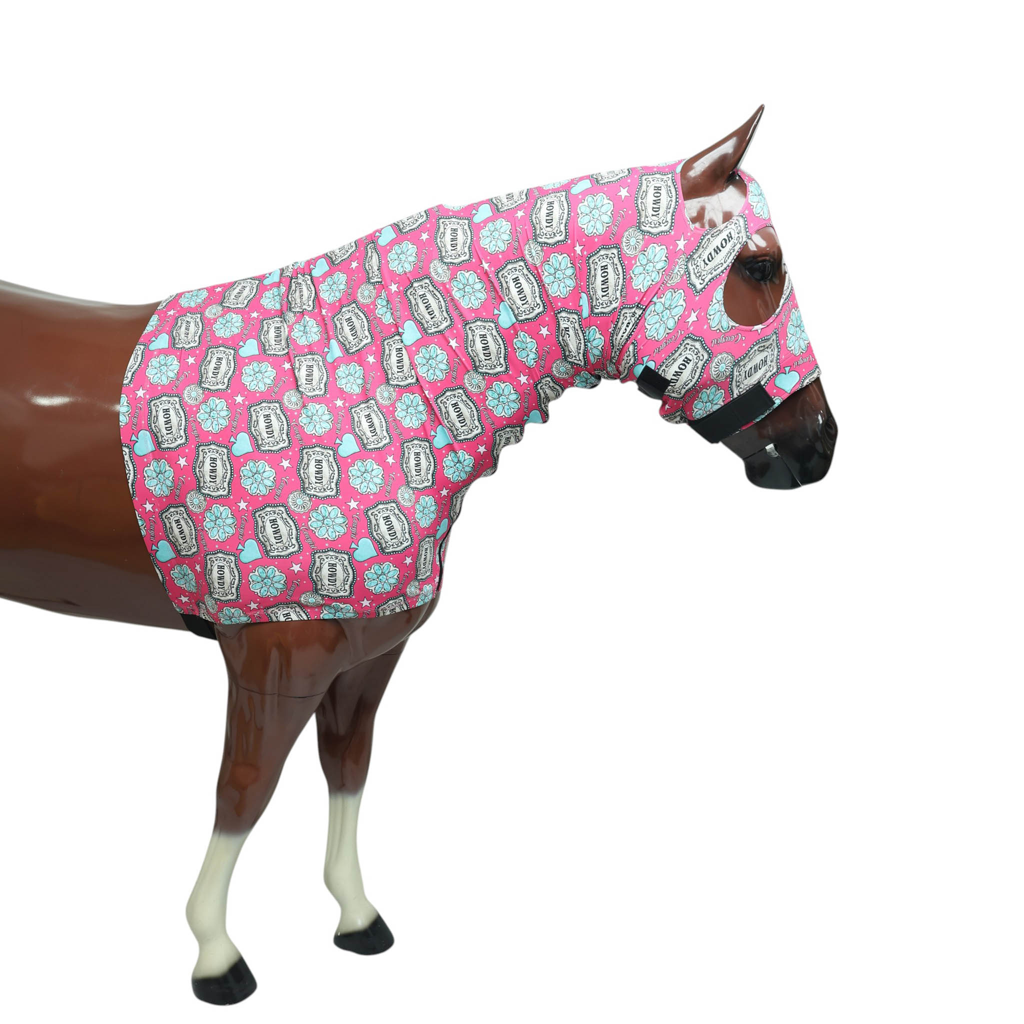 Howdy Print Lycra Horse Half Hood (MRUHH 114311) - Image 2