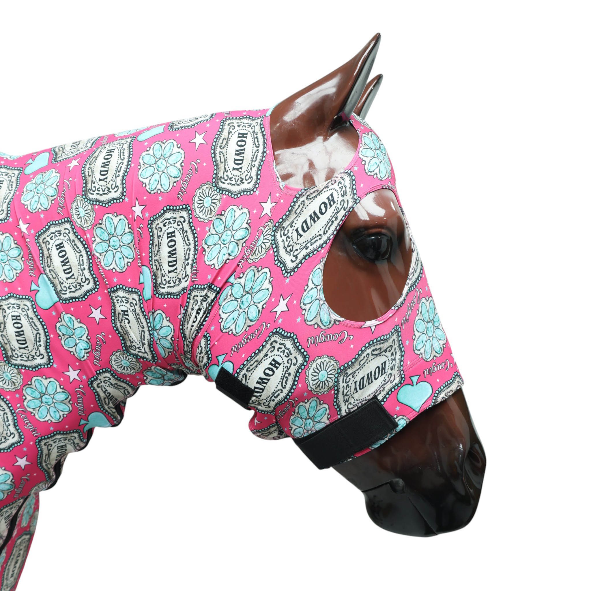 Howdy Print Lycra Horse Half Hood (MRUHH 114311) - Image 3