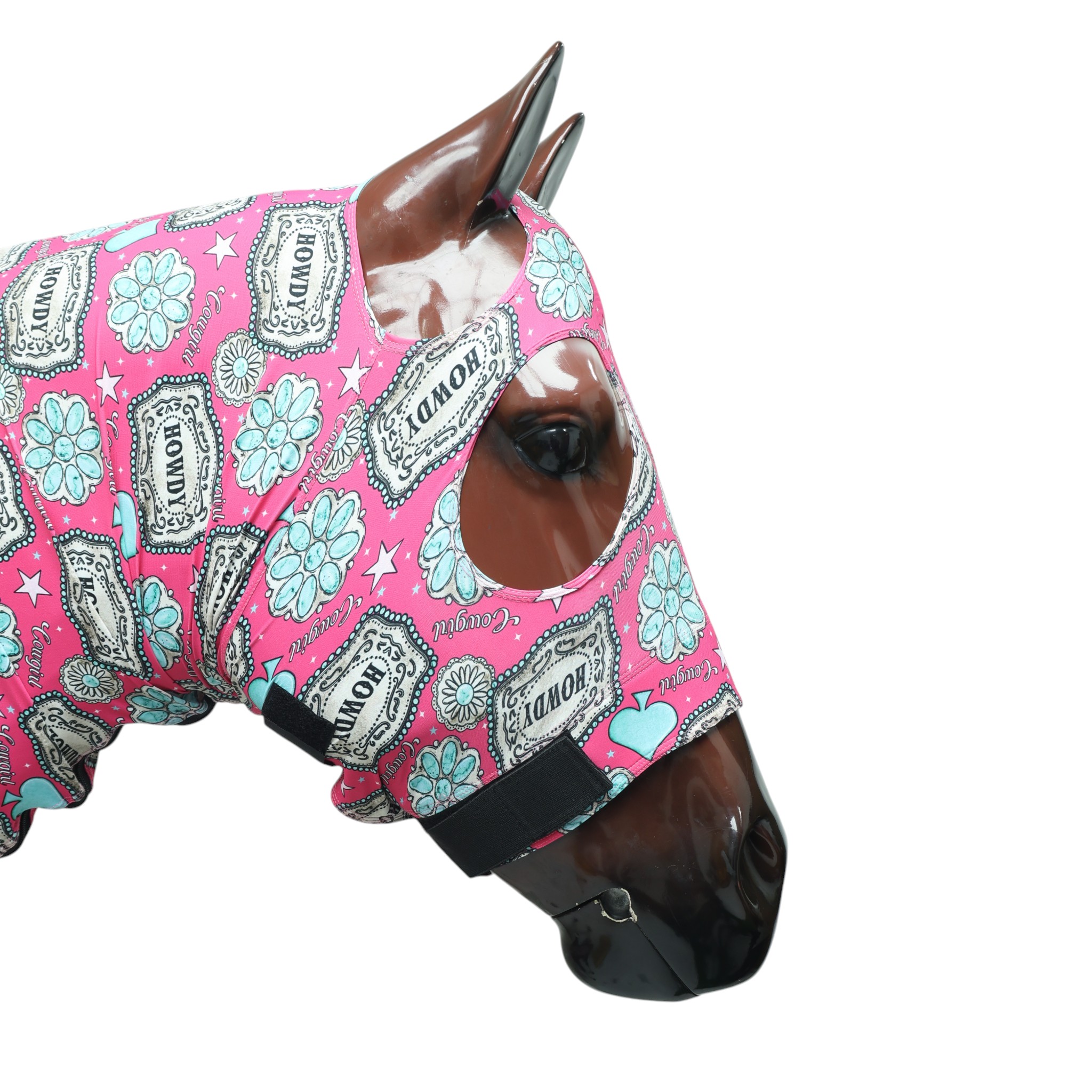 Howdy Print Lycra Horse Half Hood (MRUHH 114311) - Image 4