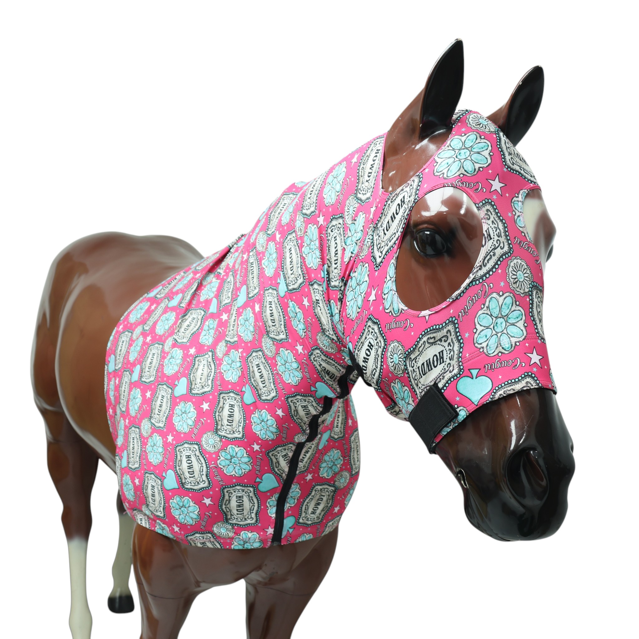 Howdy Print Lycra Horse Half Hood (MRUHH 114311) - Image 6