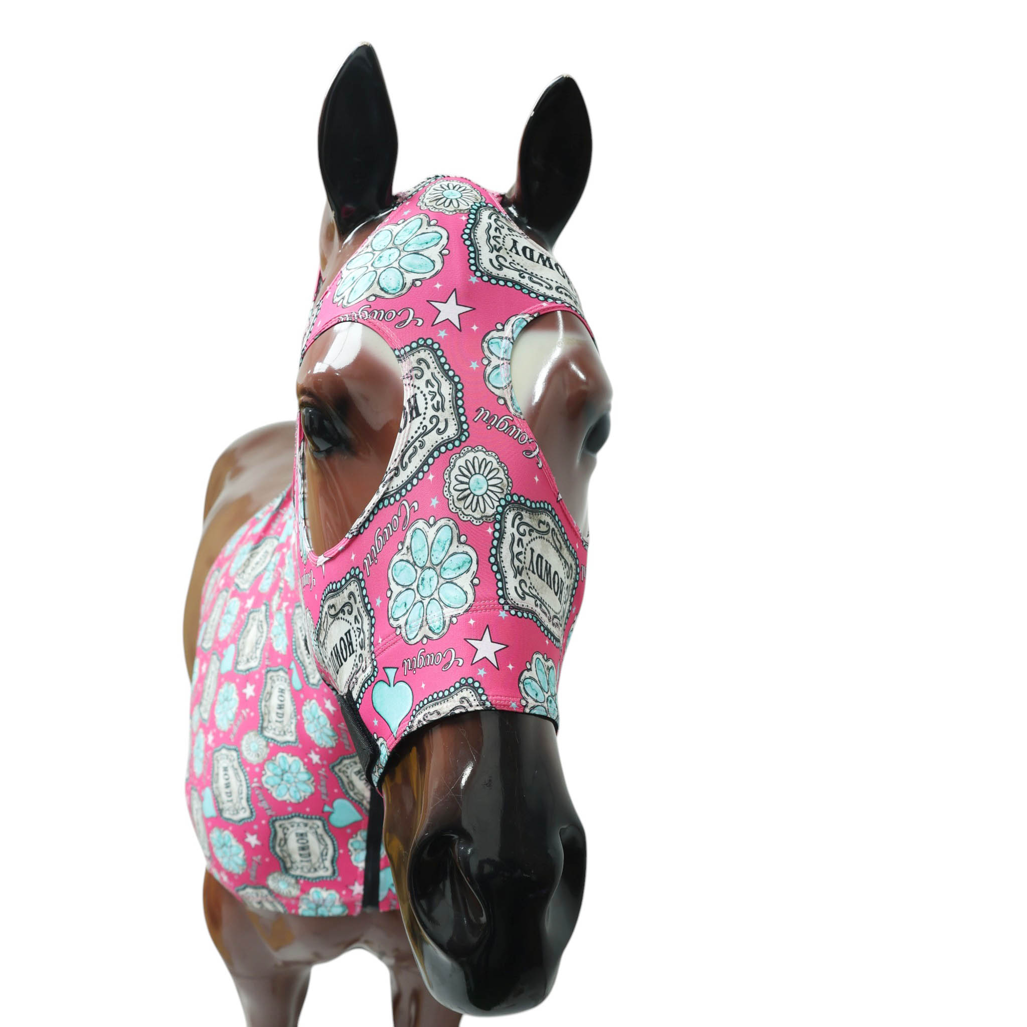 Howdy Print Lycra Horse Half Hood (MRUHH 114311) - Image 7