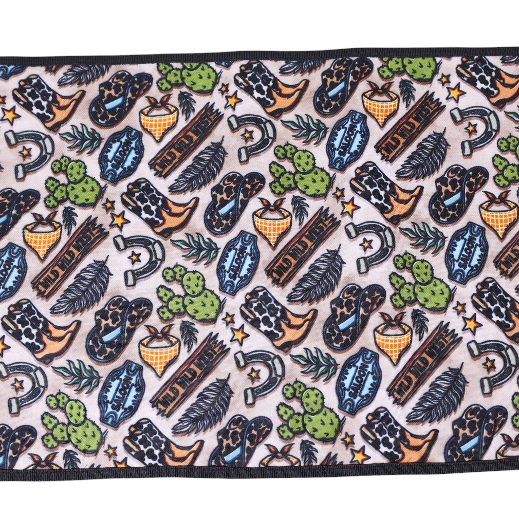 Western Print Table Runner with Black Fringe (MTR 114152) - Image 4