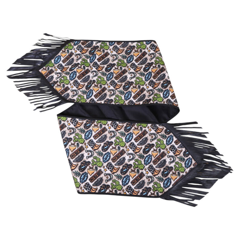 Western Print Table Runner with Black Fringe (MTR 114152)