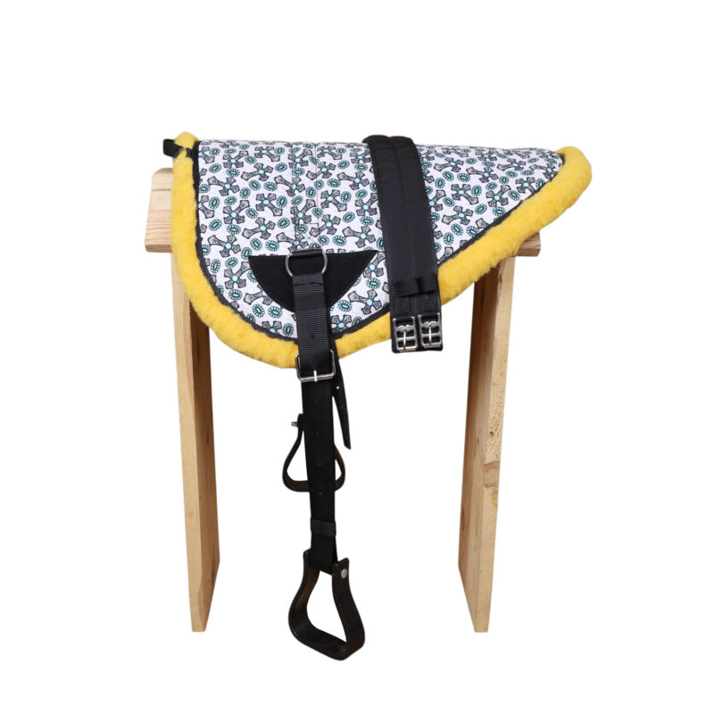 Bareback Saddle Pad Stirrup Matching Girth Memory Foam Cushioned Seat Yellow (SDM 114142)