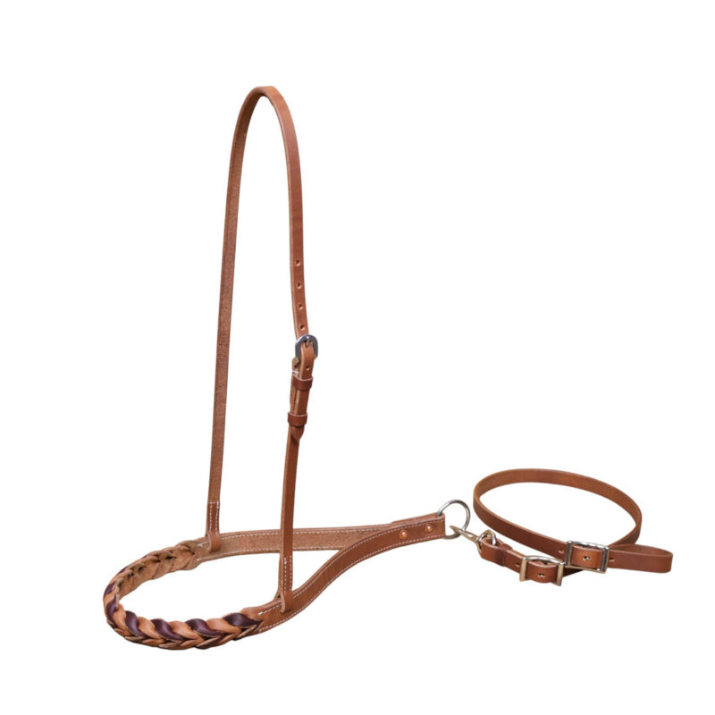 Leather Braided Noseband Tie Down Along With Leather Strap (TDM 490327)