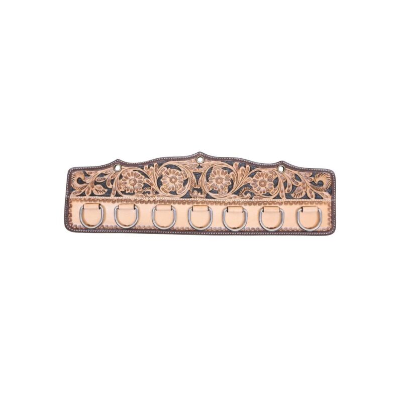 Leather Scarf Holder Handcrafted with Floral Tooling (MSRH 312316)